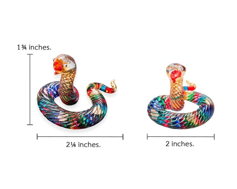 WitnyStore 2Â¼" Rainbow Twist Lift Head Hognose Snake Artistic Blown Glass Figurine Hand-Blown Statue Tabletop Decoration Unique Collectible for Adult Collectors Handcrafted Elegant Home Room Decor - Image 2